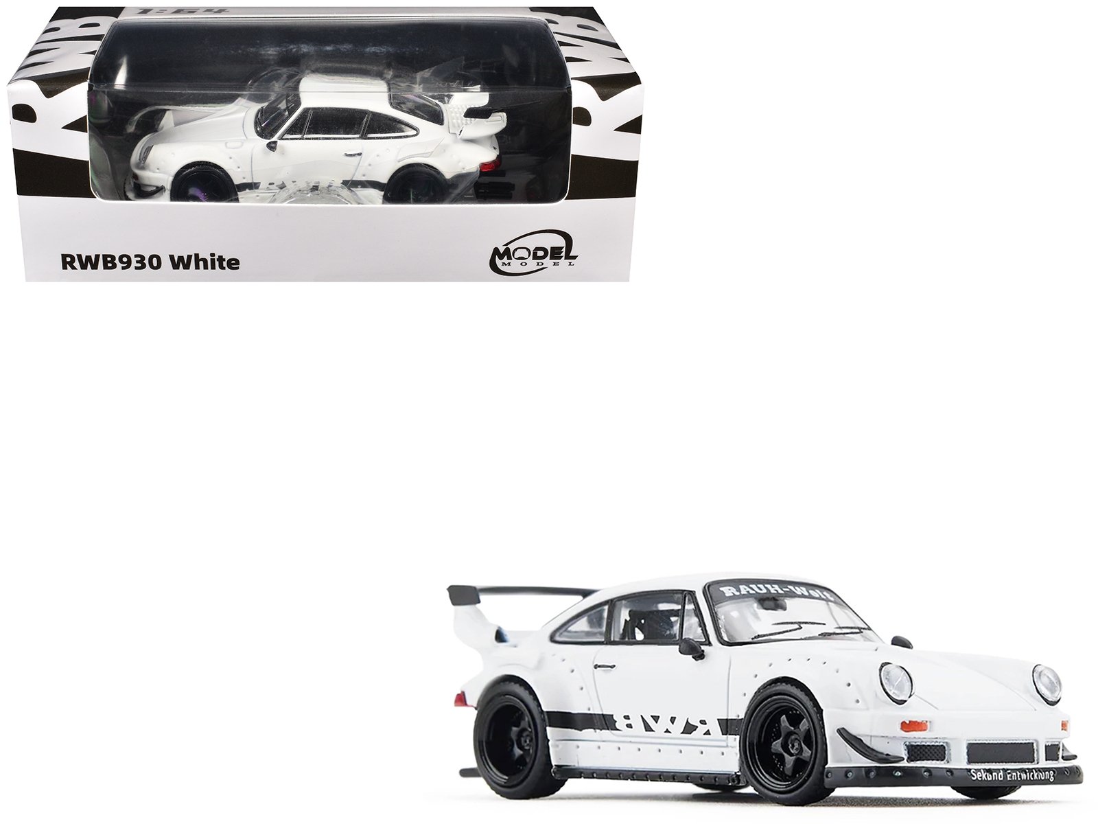 rwb 930 matt white with black stripes 1/64 diecast model car by model model rwb 930 matt white with black stripes 1/64 diecast model car by model model