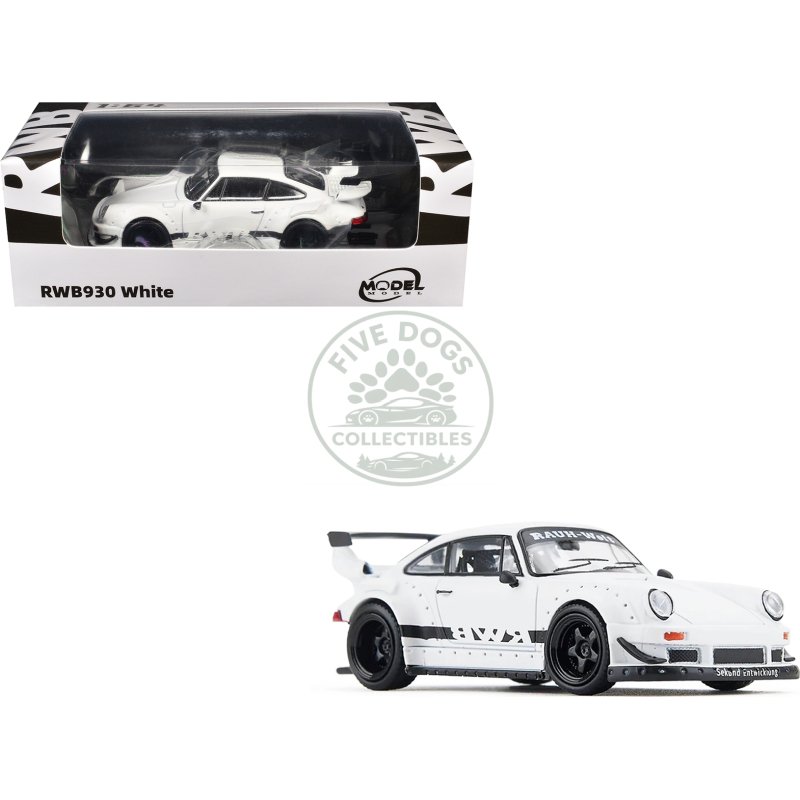 rwb 930 matt white with black stripes 1/64 diecast model car by model model