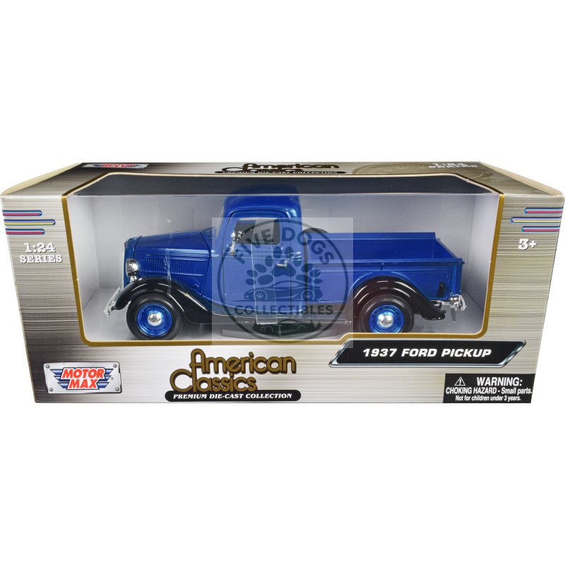 1937 ford pickup truck blue metallic and black "american classics" 1/24 diecast model car by motormax