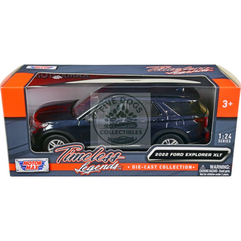 2022 ford explorer xlt dark blue metallic "timeless legends" series 1/24 diecast model car by motormax