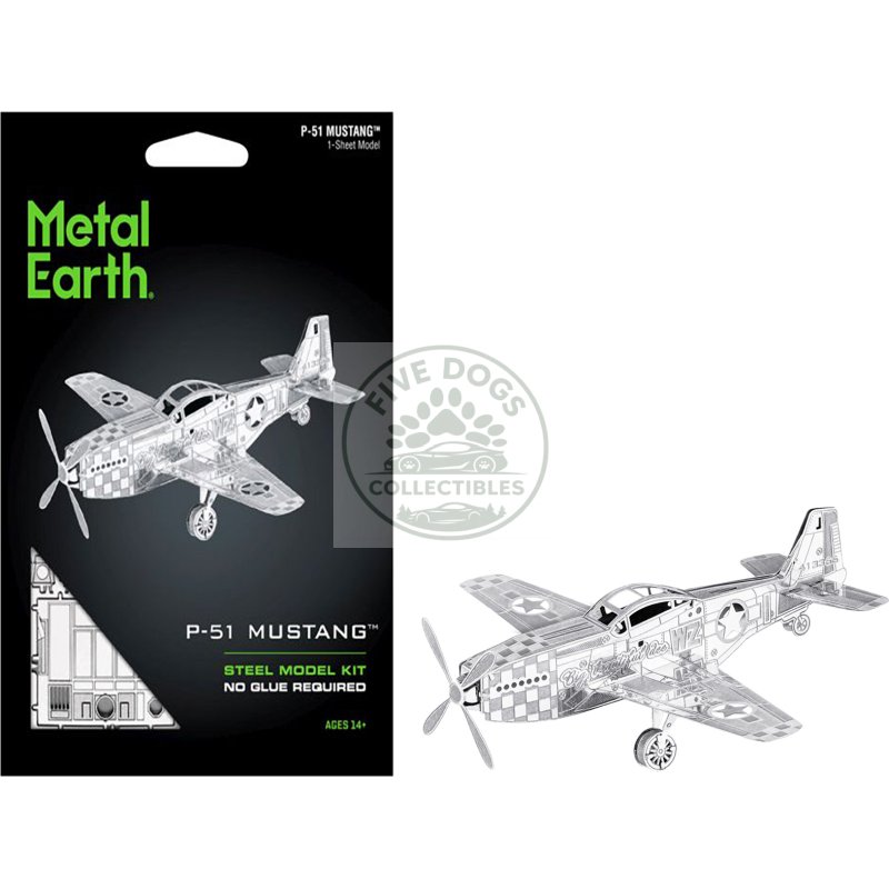 model kit north american p 51 mustang fighter aircraft "big beautiful doll" united states army air forces (easy difficulty) steel model by metal earth