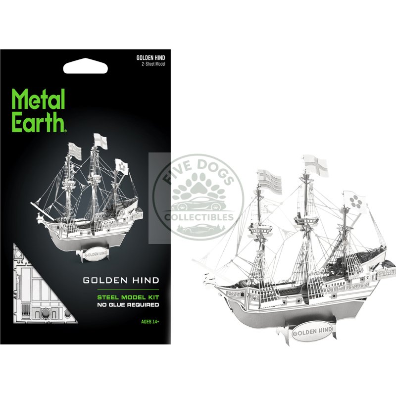 model kit golden hind galleon (moderate difficulty) steel model by metal earth
