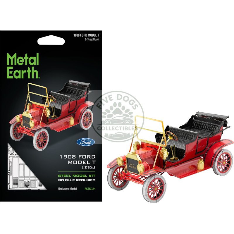 model kit 1908 ford model t red (moderate difficulty) steel model by metal earth