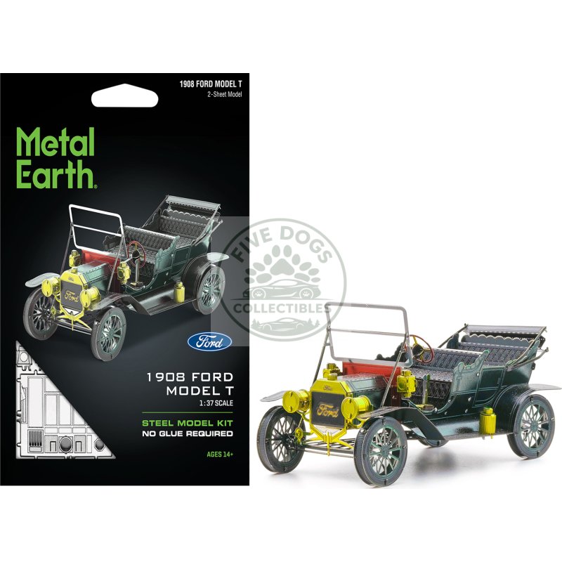 model kit 1908 ford model t dark green (moderate difficulty) steel model by metal earth