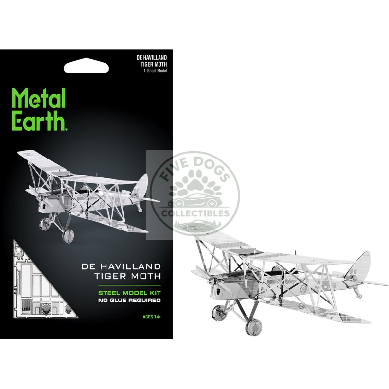 model kit de havilland tiger moth trainer aircraft (moderate difficulty) steel model by metal earth