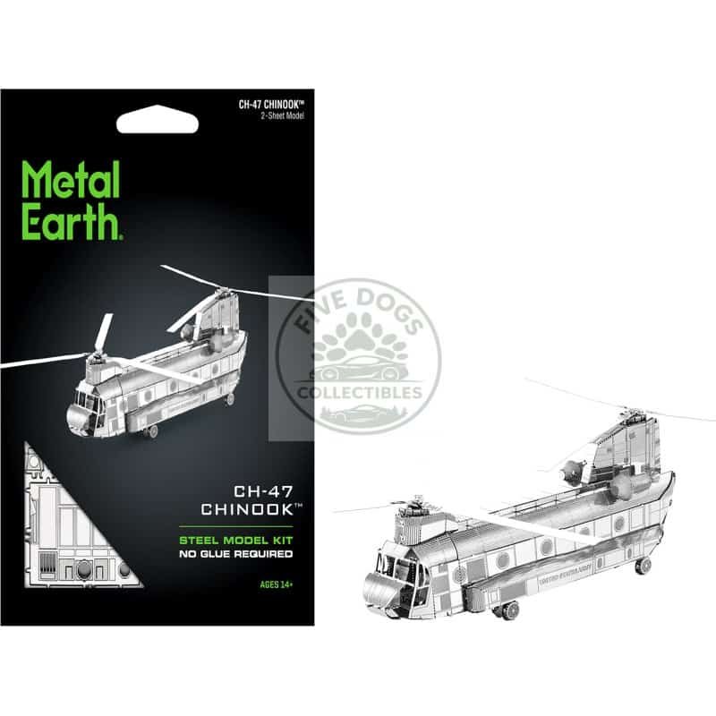 Metal Earth helicopter model kit, detailed steel craft for collectors.