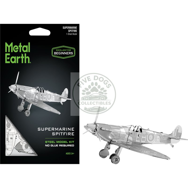 model kit supermarine spitfire fighter aircraft "royal air force" (easy difficulty) steel model by metal earth