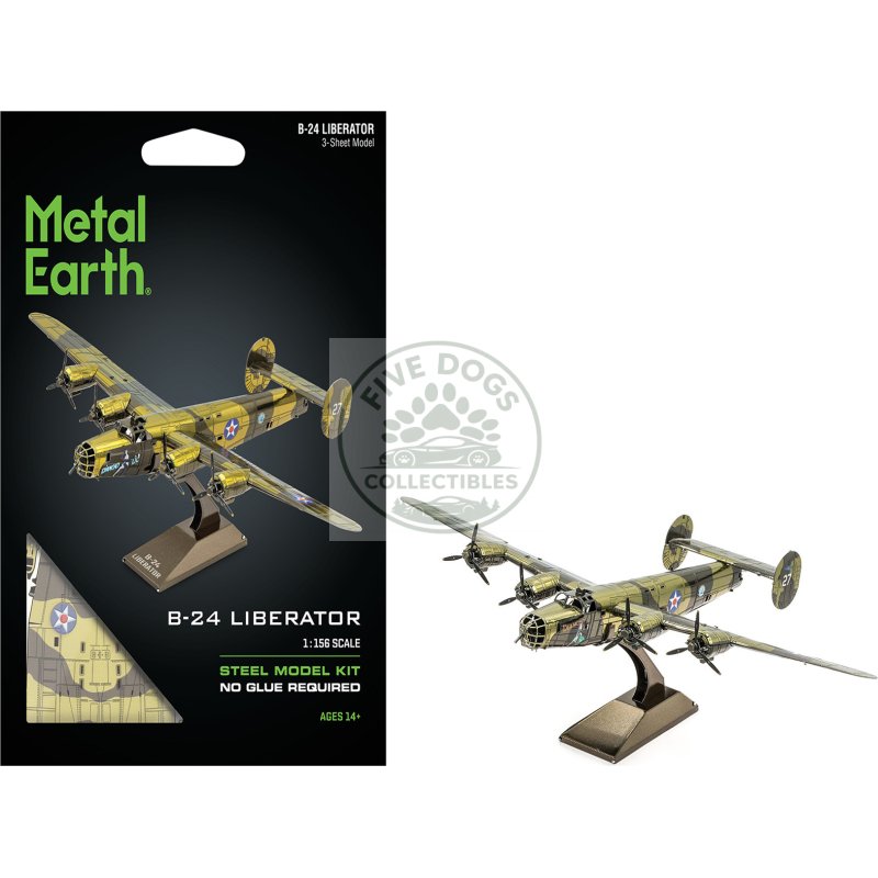 model kit consolidated b 24 liberator bomber aircraft "diamond lil" united states army air forces (challenging difficulty) steel model by metal earth