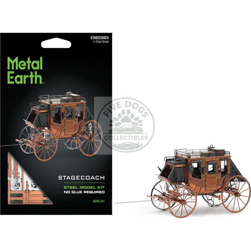 model kit wild west stagecoach (moderate difficulty) steel model by metal earth