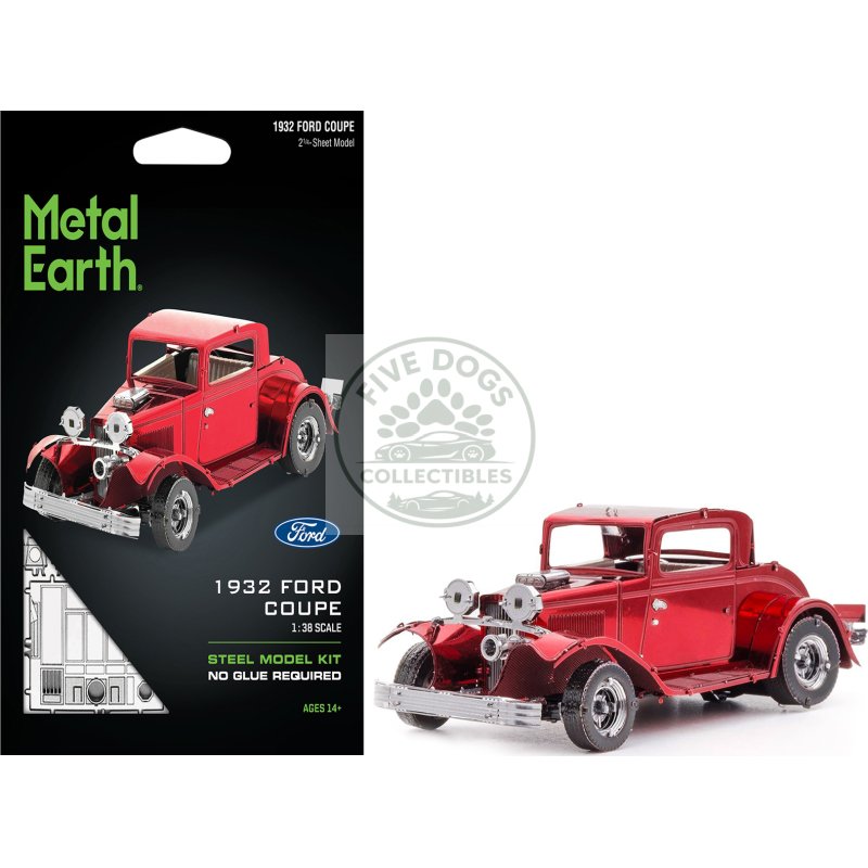 model kit 1932 ford coupe red (moderate difficulty) steel model by metal earth
