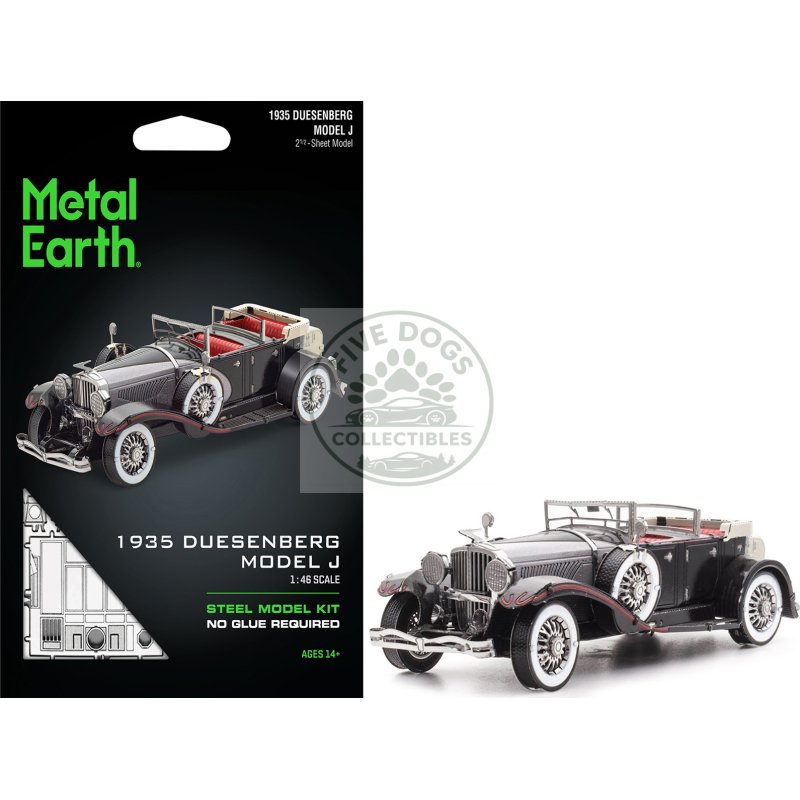 model kit 1935 duesenberg model j black (moderate difficulty) steel model by metal earth