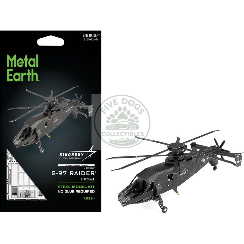model kit sikorsky s 97 raider attack helicopter "united states army" (challenging difficulty) steel model by metal earth