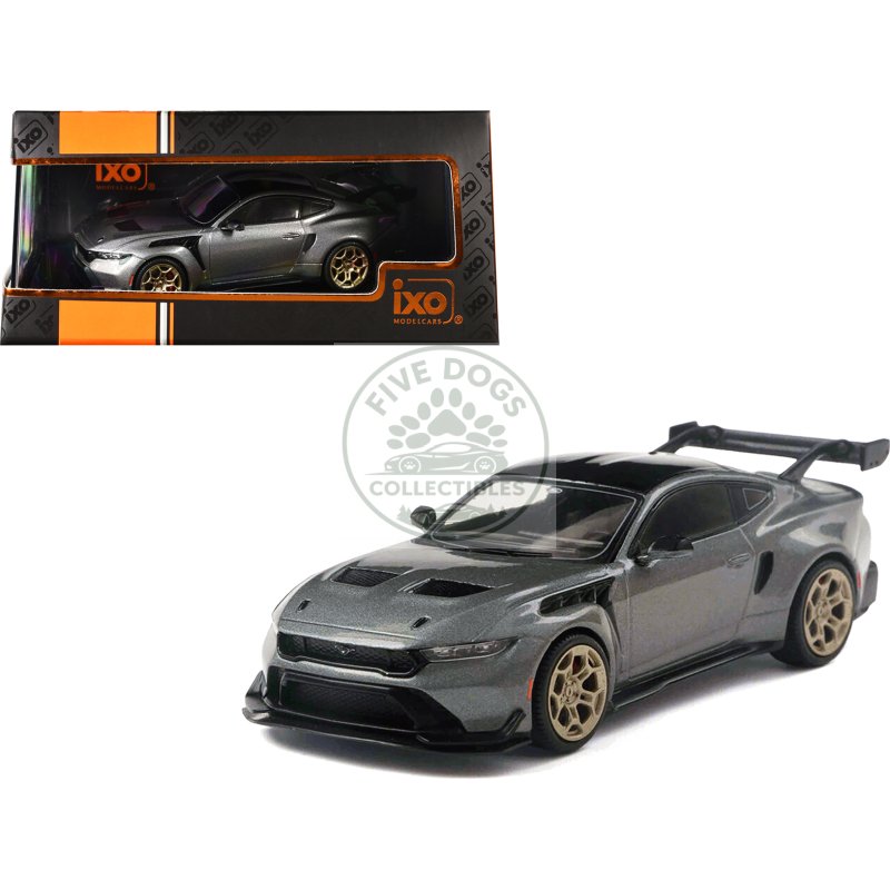 2025 ford mustang gtd gray metallic with black top 1/43 diecast model by ixo models