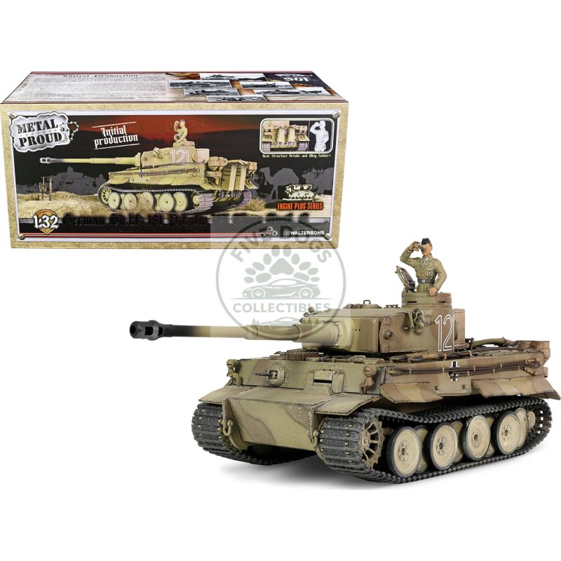 german sd.kfz.181 pzkpfw vi tiger ausf. e heavy tank #121 "tiger initial production model" "schwere panzerabteilung 501 north african front tunisia" (1943) "engine plus" 1/32 diecast model by metal proud