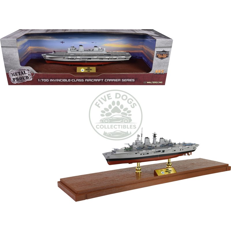 british hms invincible (r05) aircraft carrier full hull edition "falklands war" (1982) british royal navy "battleship" series 1/700 diecast model by metal proud