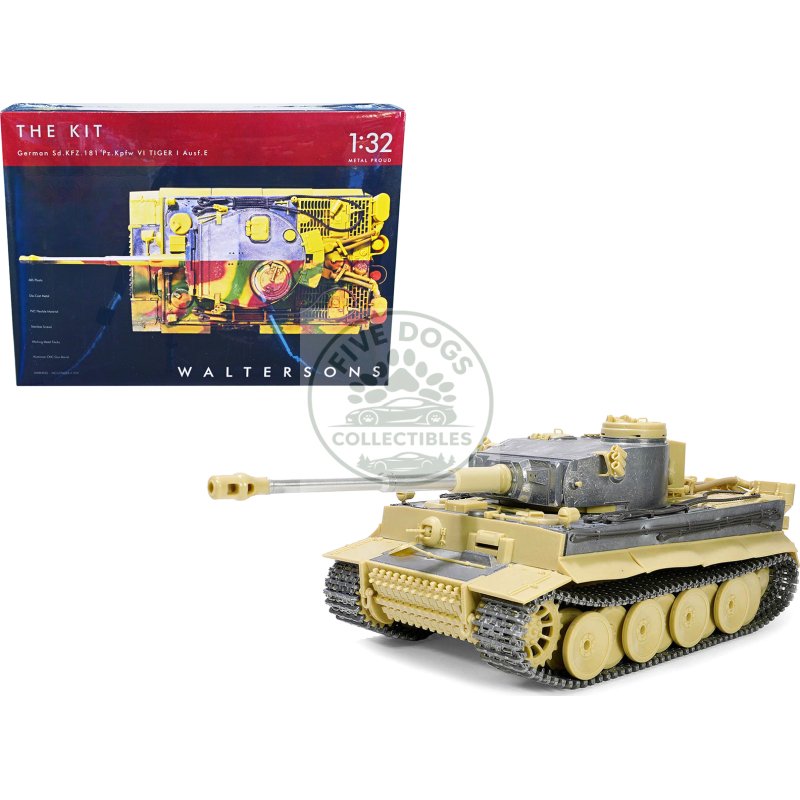skill 4 model kit german sd.kfz.181 pz.kpfw vi tiger i (early production model) heavy tank "schwere panzerabteilung 505 no. 100 kursk" (july 1943) 1/32 scale model by metal proud