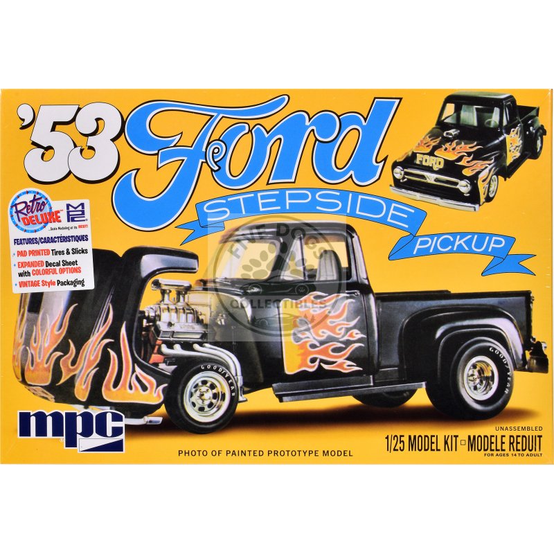 skill 2 model kit 1953 ford stepside pickup truck 1/25 scale model by mpc