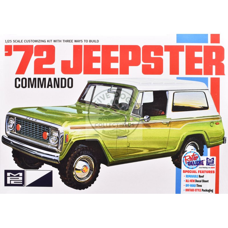 skill 2 model kit 1972 jeep jeepster commando 1/25 scale model by mpc