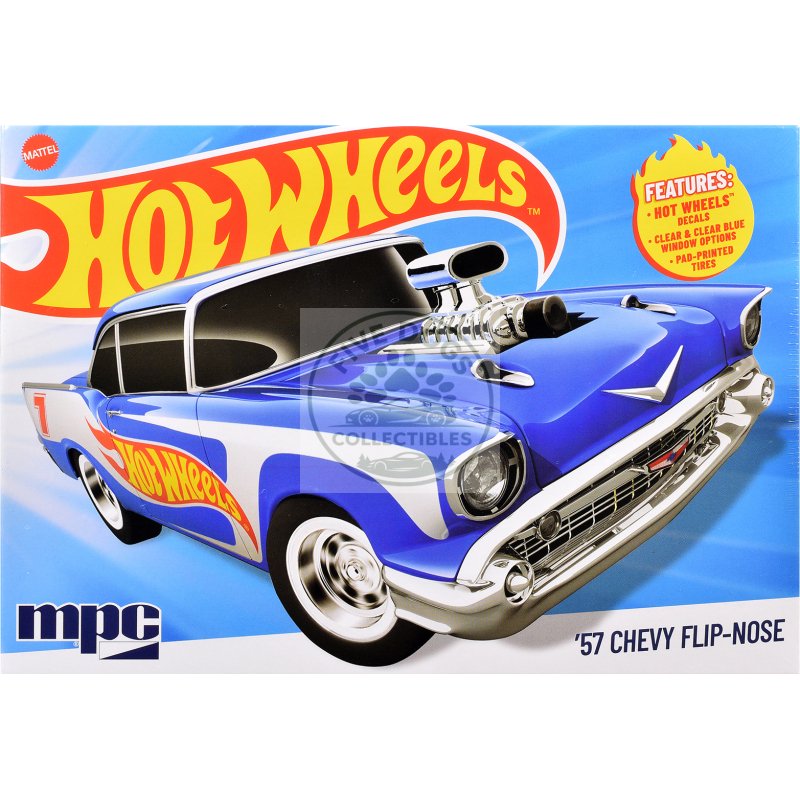 skill 2 model kit 1957 chevrolet sedan flip nose "hot wheels" 1/25 scale model by mpc