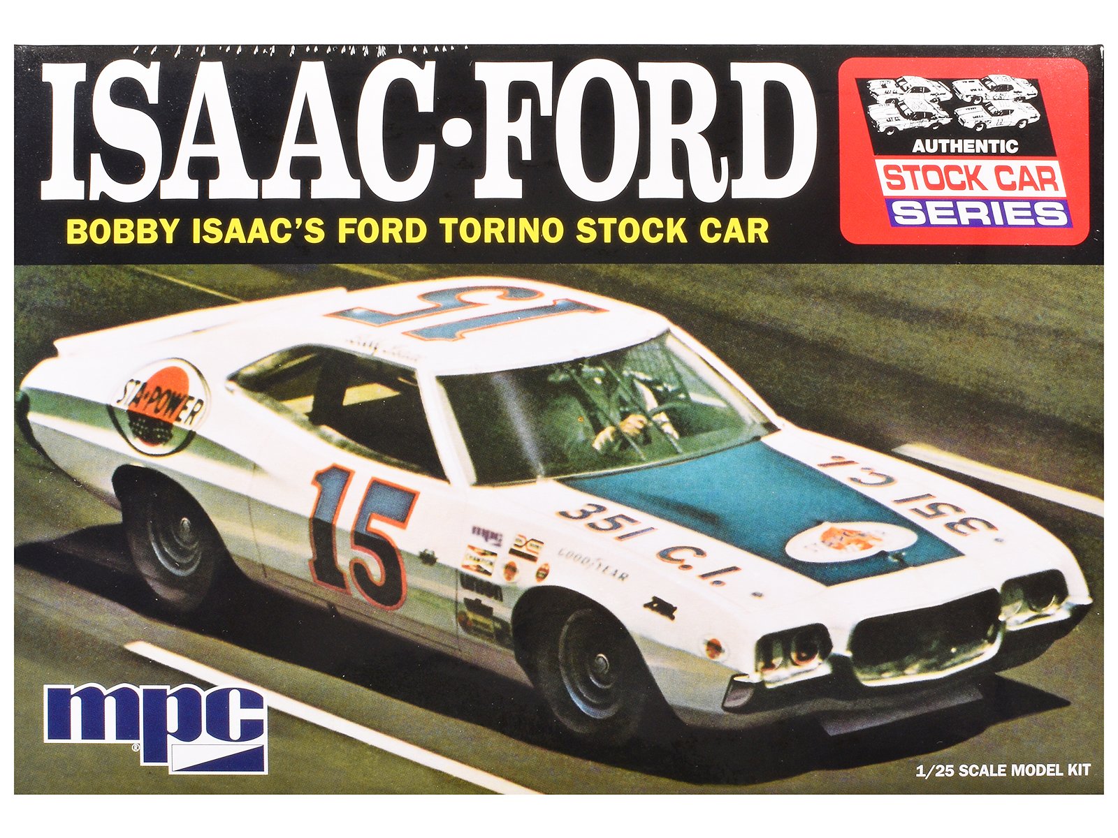skill 2 model kit 1972 ford torino stock car "bobby isaac" 1/25 scale model by mpc skill 2 model kit 1972 ford torino stock car "bobby isaac" 1/25 scale model by mpc