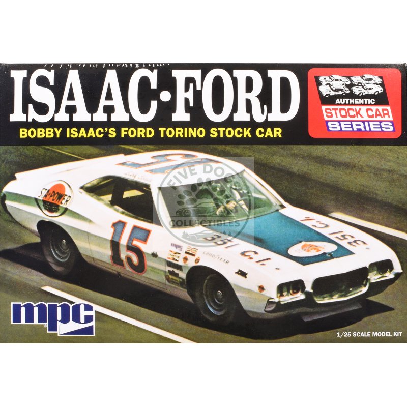 skill 2 model kit 1972 ford torino stock car "bobby isaac" 1/25 scale model by mpc