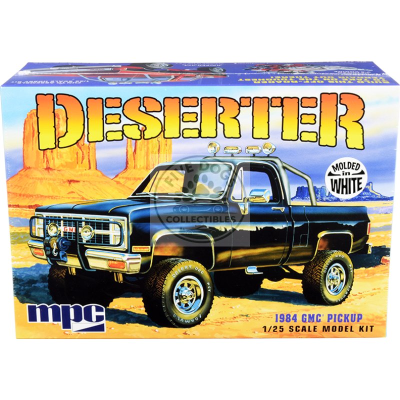 skill 2 model kit 1984 gmc pickup truck (molded in white) "deserter" 1/25 scale model by mpc