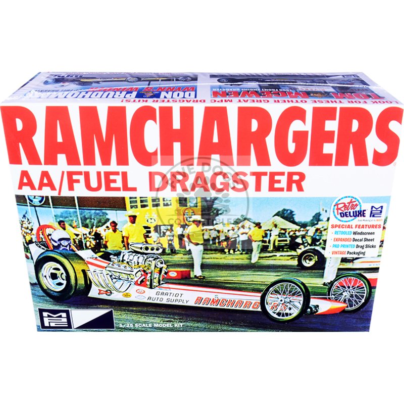 skill 2 model kit ramchargers aa/fuel dragster 1/25 scale model by mpc