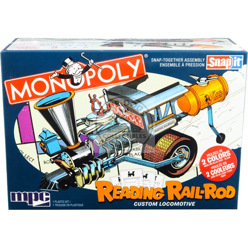 skill 1 snap model kit reading rail rod custom locomotive "monopoly" 1/25 scale model by mpc