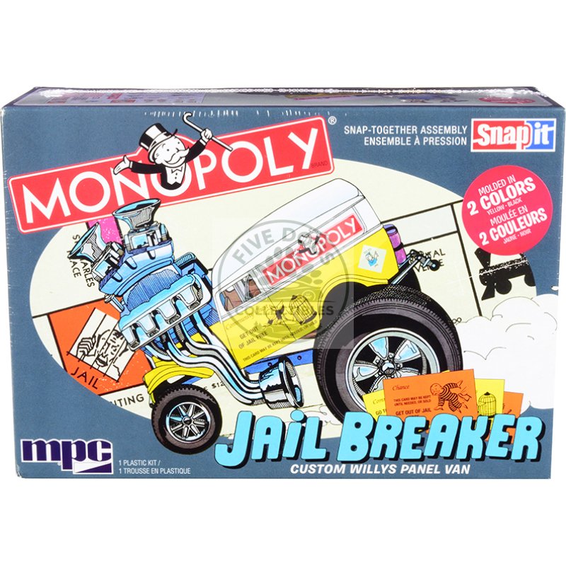 skill 1 snap model kit custom willys panel van jail breaker "monopoly" 1/25 scale model by mpc