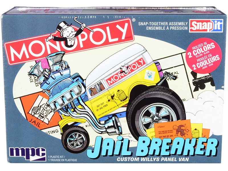 skill 1 snap model kit custom willys panel van jail breaker "monopoly" 1/25 scale model by mpc skill 1 snap model kit custom willys panel van jail breaker "monopoly" 1/25 scale model by mpc