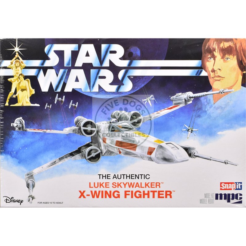 skill 2 snap model kit luke skywalker x wing fighter "star wars: a new hope" (1977) movie 1/63 scale model by mpc