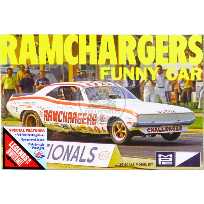 skill 2 model kit dodge challenger ramchargers funny car "legends of the quarter mile" 1/25 scale model by mpc