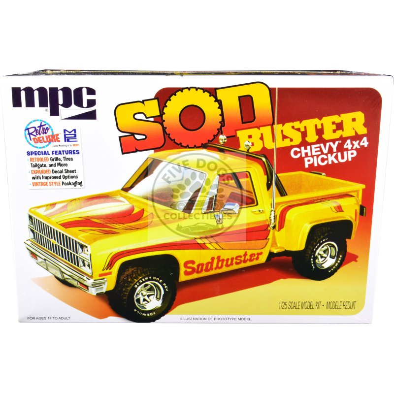 skill 2 model kit 1981 chevrolet 4x4 stepside pickup truck "sod buster" 1/25 scale model by mpc