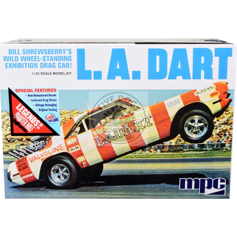 skill 2 model kit bill shrewsberry's l.a. dart wheelstander drag car "legends of the quarter mile" series 1/25 scale model car by mpc