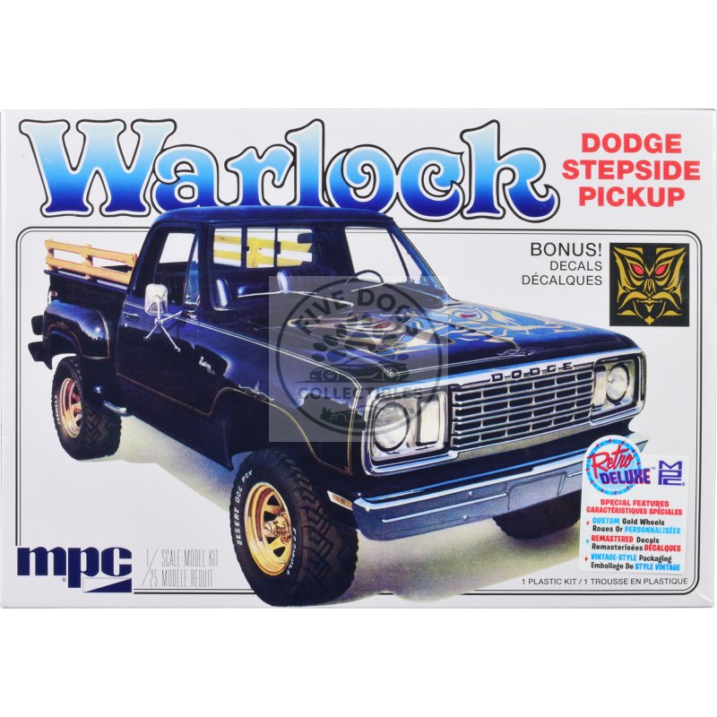 skill 2 model kit 1977 dodge warlock stepside pickup truck 1/25 scale model by mpc