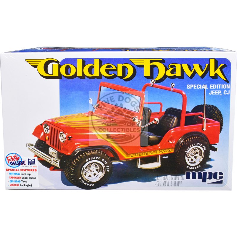 skill 2 model kit 1981 jeep cj5 golden hawk 1/25 scale model car by mpc