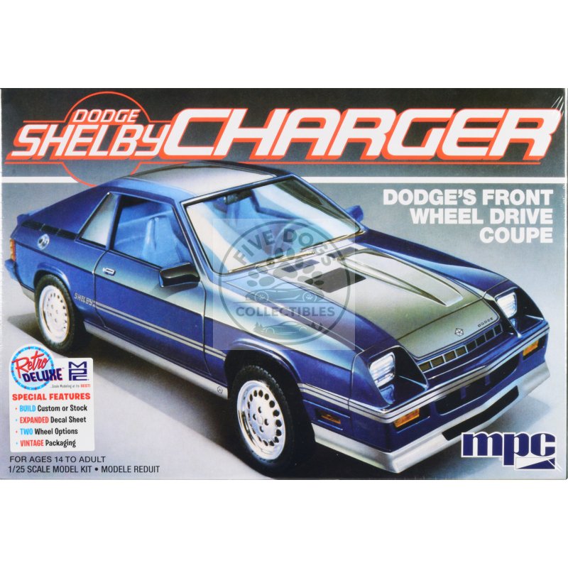 skill 2 model kit 1986 dodge shelby charger 1/25 scale model by mpc