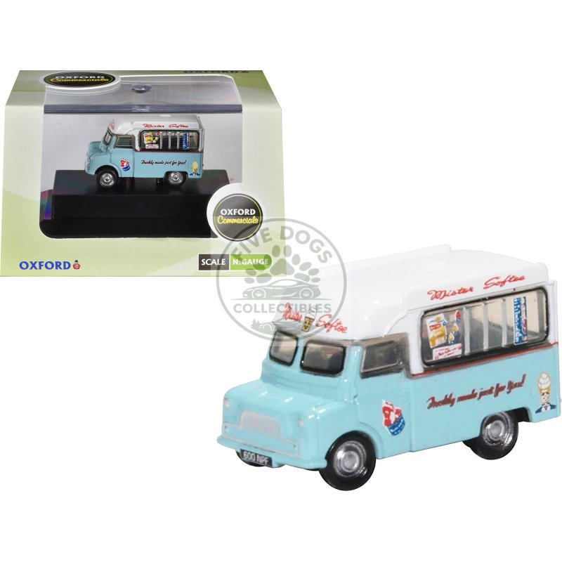 bedford ca ice cream van "mister softee" light blue with white top 1/148 (n) scale diecast model car by oxford diecast