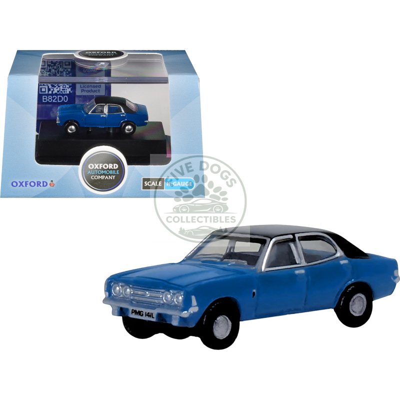 ford cortina mkiii rhd (right hand drive) electric monza blue with black top 1/148 (n) scale diecast model car by oxford diecast