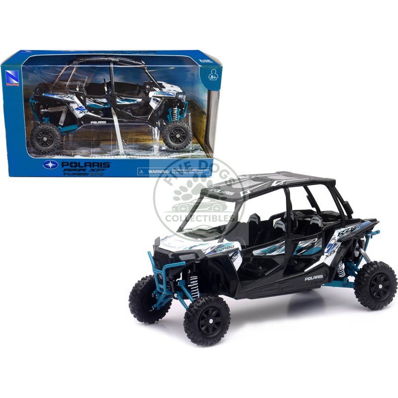 polaris rzr xp 4 turbo eps sport utv matt white lightning with graphics and black top 1/18 diecast model by new ray