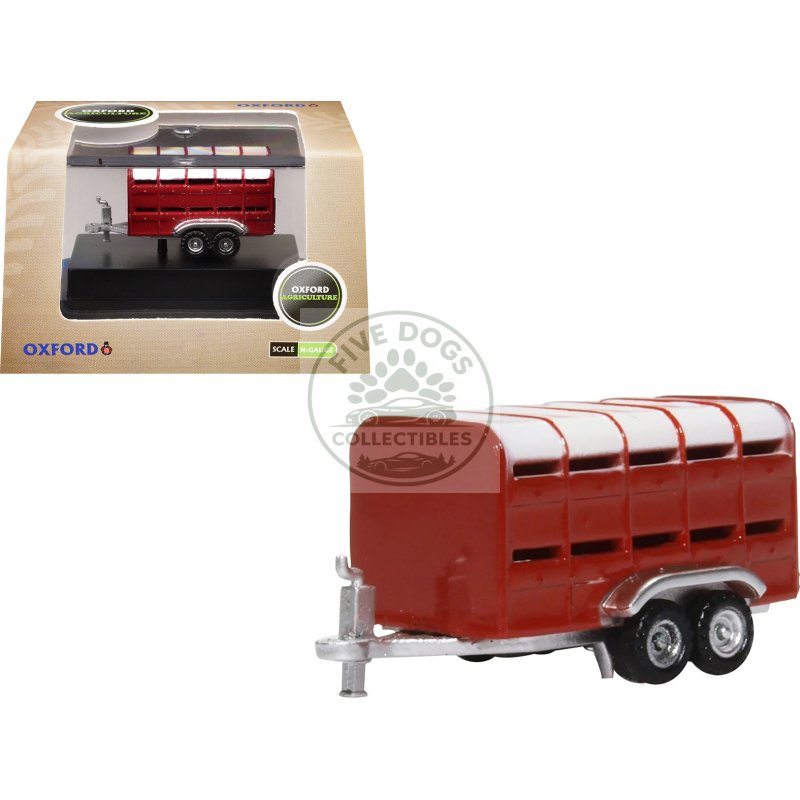livestock trailer red 1/148 (n) scale diecast model car by oxford diecast