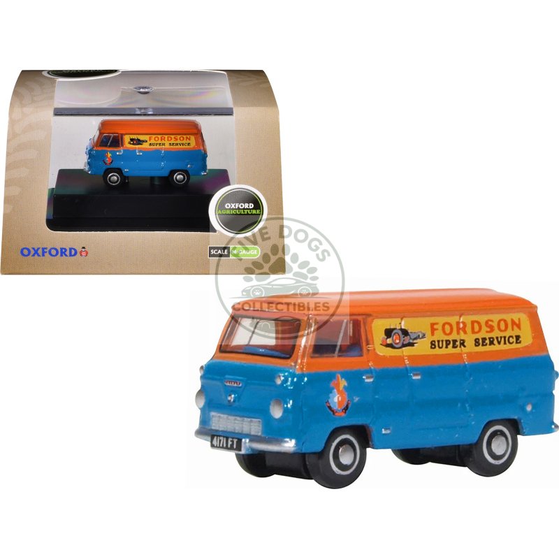 ford 400e van rhd (right hand drive) "fordson super service" blue and orange 1/148 (n) scale diecast model car by oxford diecast