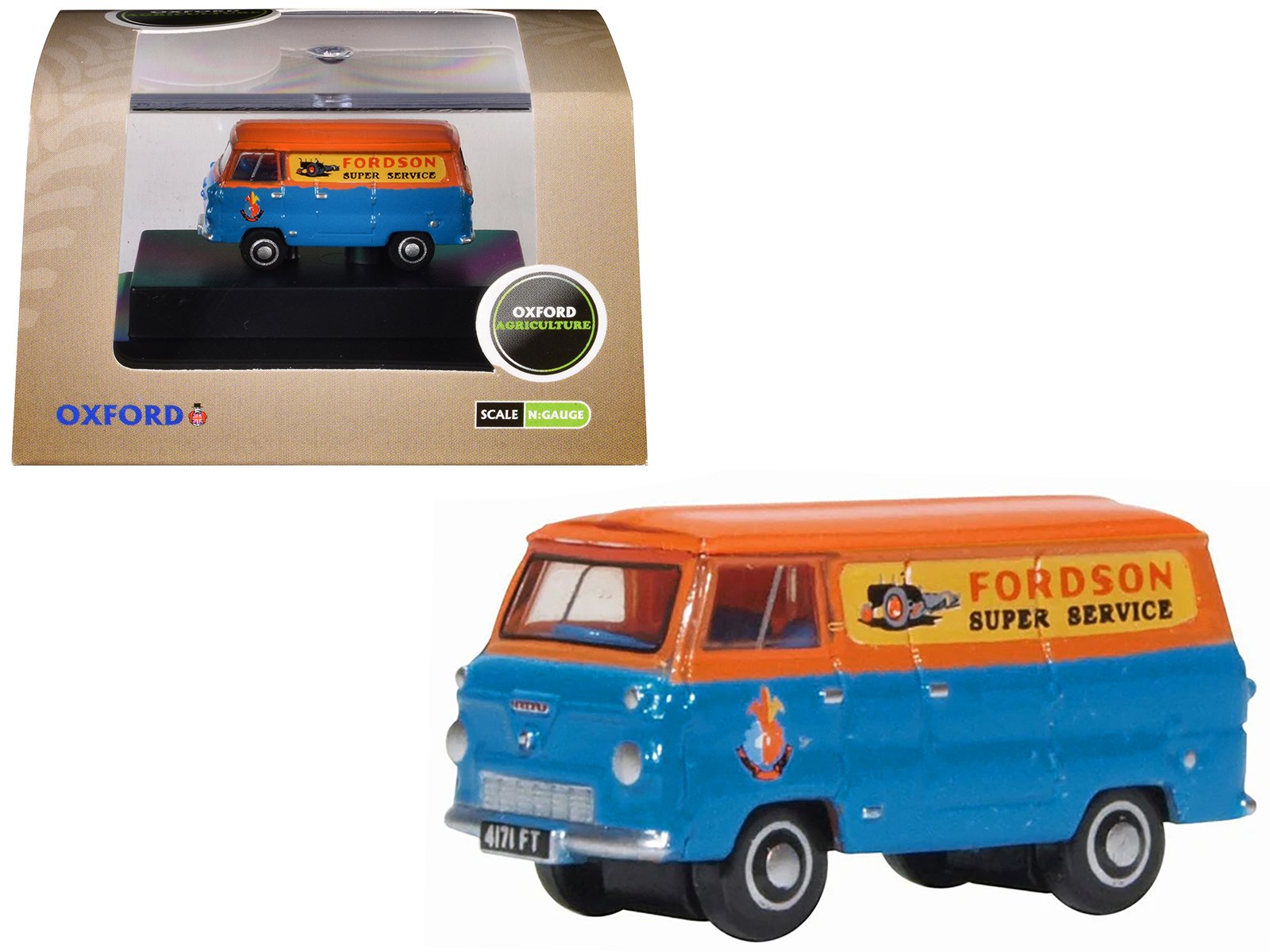 ford 400e van rhd (right hand drive) "fordson super service" blue and orange 1/148 (n) scale diecast model car by oxford diecast ford 400e van rhd (right hand drive) "fordson super service" blue and orange 1/148 (n) scale diecast model car by oxford diecast