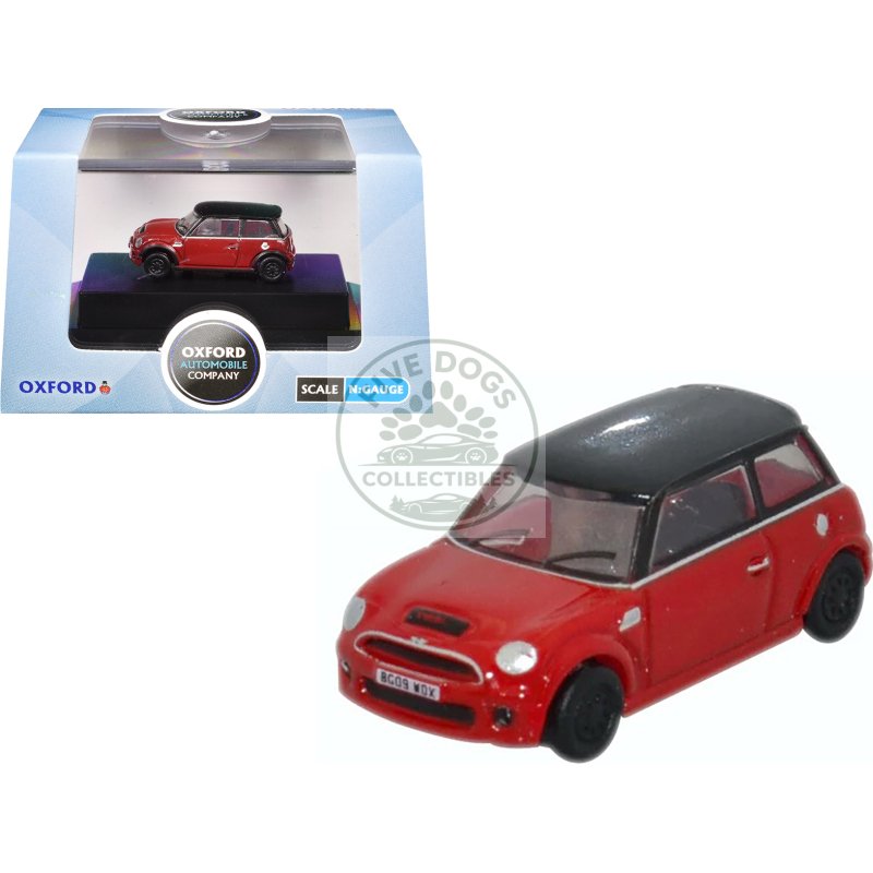 mini cooper s rhd (right hand drive) chili red with black top 1/148 (n) scale diecast model car by oxford diecast