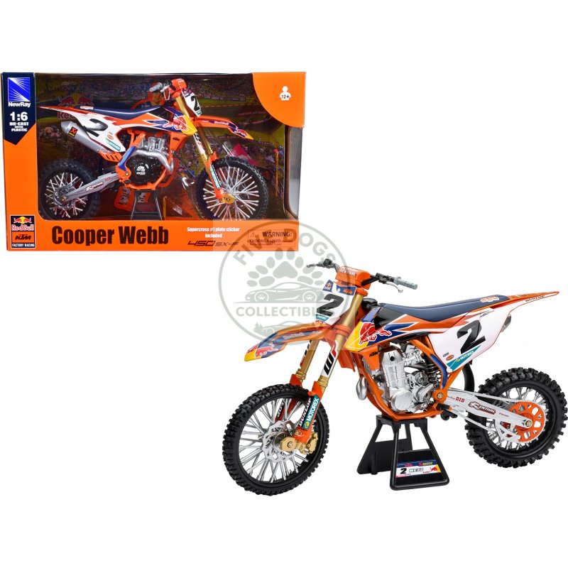 ktm 450 sx f #2 cooper webb "red bull ktm factory racing" supercross 1/6 diecast model by new ray