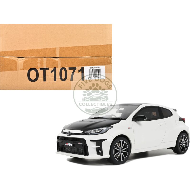 2022 toyota grmn yaris rhd (right hand drive) platinum white pearl with black hood and top limited edition to 999 pieces worldwide 1/18 model car by otto mobile