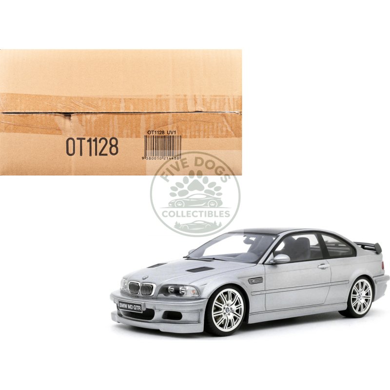 2001 bmw e46 m3 gtr street titan silver metallic 1/18 model car by otto mobile
