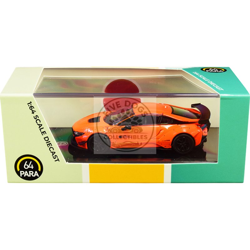 bmw i8 liberty walk orange 1/64 diecast model car by paragon