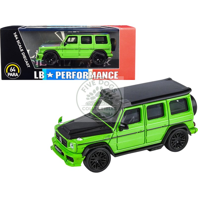 mercedes amg g 63 lbwk alien green and matt black "lb performance" 1/64 diecast model car by paragon