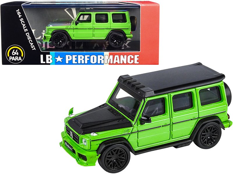 mercedes amg g 63 lbwk alien green and matt black "lb performance" 1/64 diecast model car by paragon mercedes amg g 63 lbwk alien green and matt black "lb performance" 1/64 diecast model car by paragon